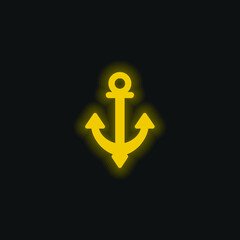 Anchor yellow glowing neon icon