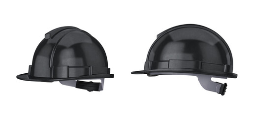 Hard hat black set from different sides on a white background, 3d render