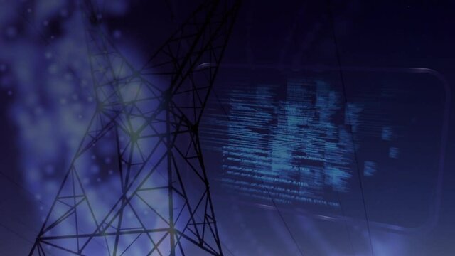 Animation of data processing over electricity pylons
