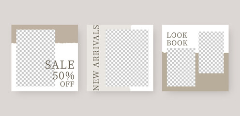 Social media template. Trendy editable social media post template. Mockup isolated. Template design. Vector illustration.