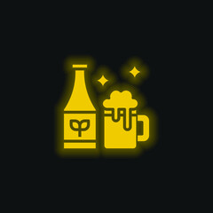 Beer yellow glowing neon icon