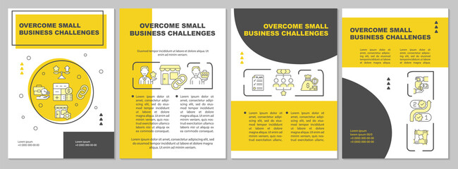 Overcome small business challenge process brochure template. Flyer, booklet, leaflet print, cover design with linear icons. Vector layouts for presentation, annual reports, advertisement pages