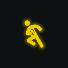 American Football Player yellow glowing neon icon