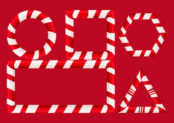 Marcos de bastón de caramelo de navidad rojo.