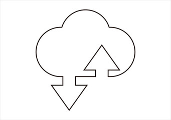 Icono negro de nube con flechas de subir y bajar archivos en la nube.