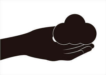 Icono negro de mano con nube de internet. - obrazy, fototapety, plakaty
