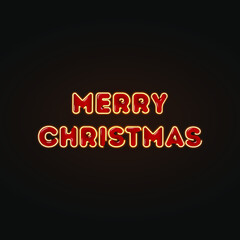 Merry Christmas neon sign. Vector background. Red neon 3d sign