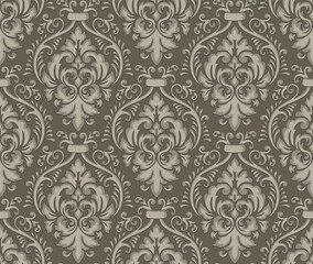 Damask seamless pattern element. Vector floral damask ornament vintage illustration.