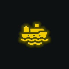 Boat yellow glowing neon icon
