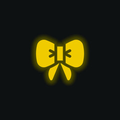 Obraz premium Bow Tie yellow glowing neon icon