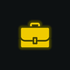 Briefcase yellow glowing neon icon
