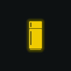 Big Refrigerator yellow glowing neon icon
