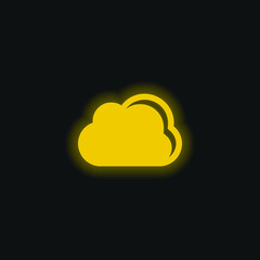 Black Cloud Weather Symbol yellow glowing neon icon