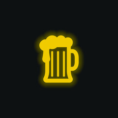 Beer yellow glowing neon icon