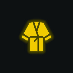 Bathrobe yellow glowing neon icon