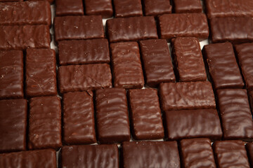 Assortment of delicious chocolate candies background. Chocolate candy isolated 