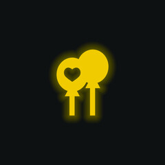 Balloons yellow glowing neon icon