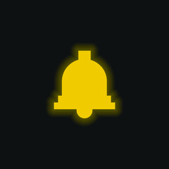 Bell yellow glowing neon icon