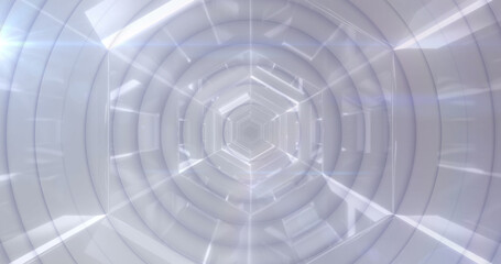 Image of white circles over digital tunnel