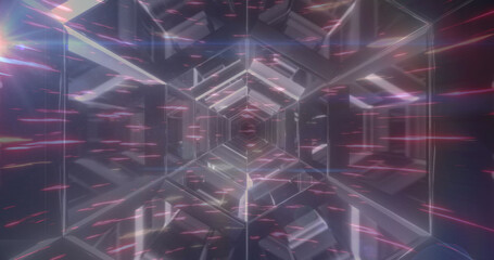 Image of light trails over digital tunnel