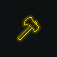 Axe Tool Outline yellow glowing neon icon