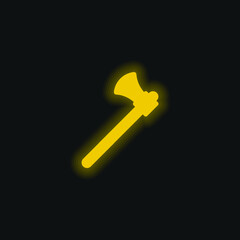 Axe yellow glowing neon icon