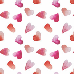 vector illustration set of red hearts in watercolor style