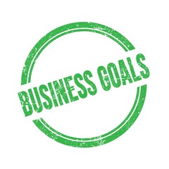BUSINESS GOALS text written on green grungy round stamp.