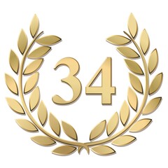 3D gold laurel wreath 34 vector isolated on a white background	