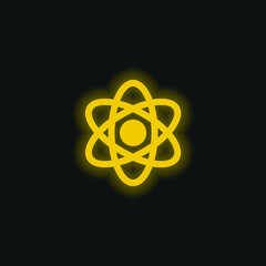 Atom yellow glowing neon icon
