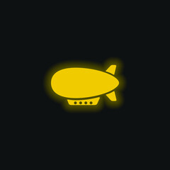 Airship Side View yellow glowing neon icon © LIGHTFIELD STUDIOS
