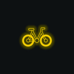 Fototapeta premium Bicycle yellow glowing neon icon