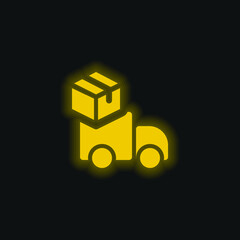 Box yellow glowing neon icon