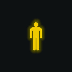 Boy yellow glowing neon icon