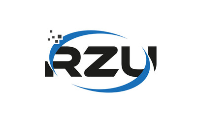 dots or points letter RZU technology logo designs concept vector Template Element