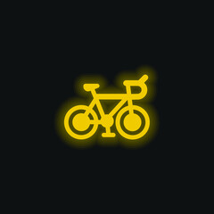 Fototapeta premium Bicycle yellow glowing neon icon