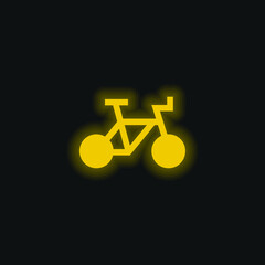 Bike yellow glowing neon icon