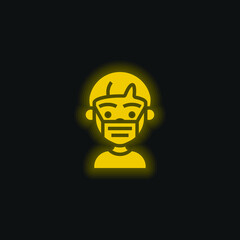 Boy yellow glowing neon icon