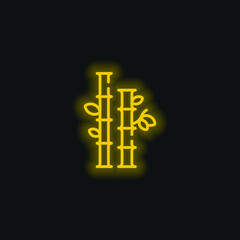 Obraz premium Bamboo yellow glowing neon icon