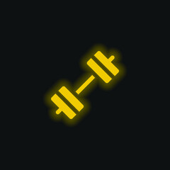 Barbell yellow glowing neon icon