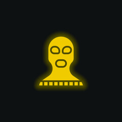 Balaclava yellow glowing neon icon