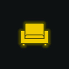 Armchair yellow glowing neon icon