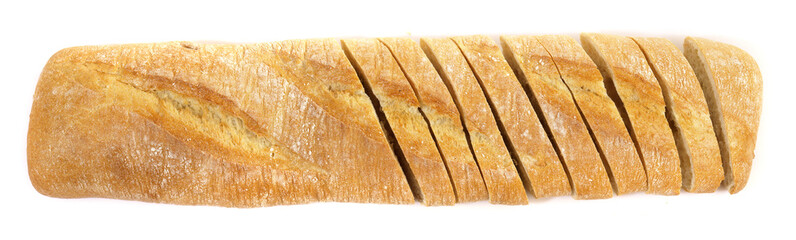 Ciabatta Brot, Weißbrot in Scheiben Panorama - Freigestellt