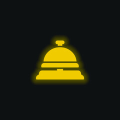 Bell yellow glowing neon icon