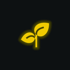 Branch yellow glowing neon icon