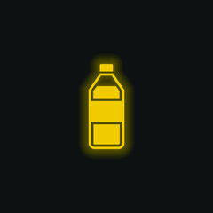 Bottle Of Water yellow glowing neon icon