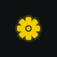 Big Cogwheel yellow glowing neon icon