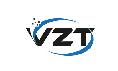 dots or points letter VZT technology logo designs concept vector Template Element