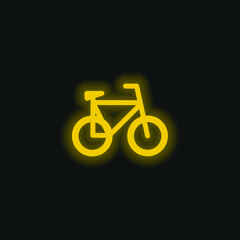 Bicycle yellow glowing neon icon