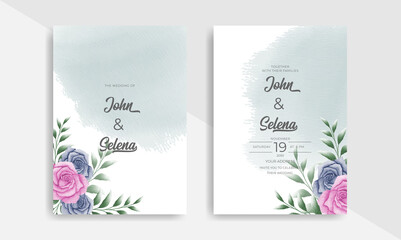 Gorgeous watercolor wedding invitation card template